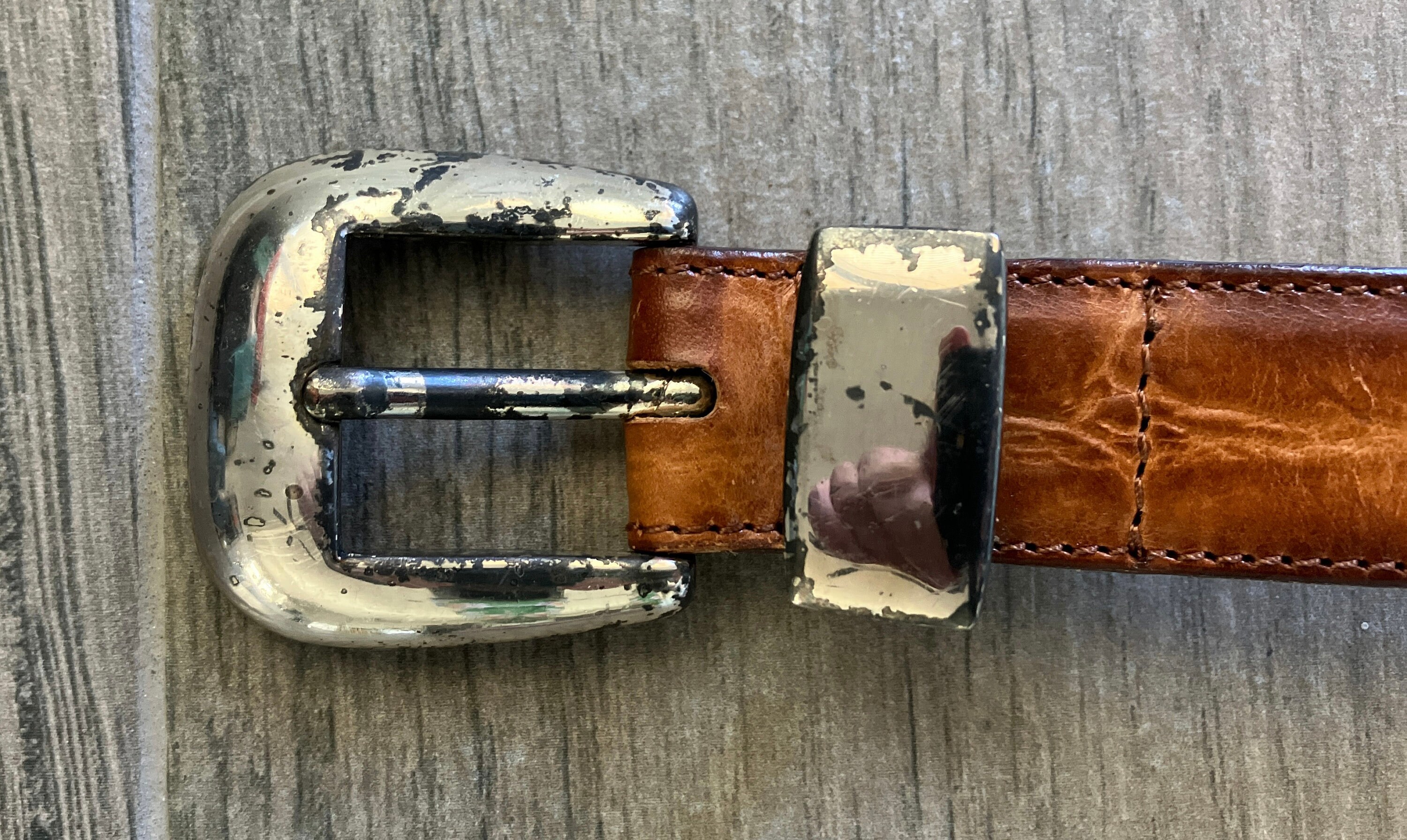 Ceinture Vintage Croco Marron - Taille M - Occasion - Sans Marque