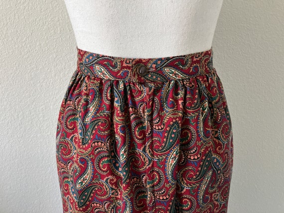 1980s Paisley Cotton Skirt, Vintage Autumn Midi S… - image 6