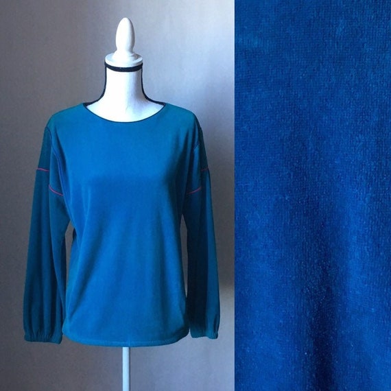 Vintage Liberated Lady,1970s Velour Sweatshirt,Vin