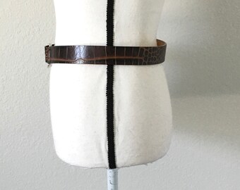 Vintage 90s Harold’s Italian Leather Croc Belt Harold main image 4