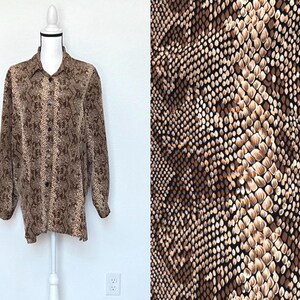 1990s Snakeskin Print Long Line Blouse