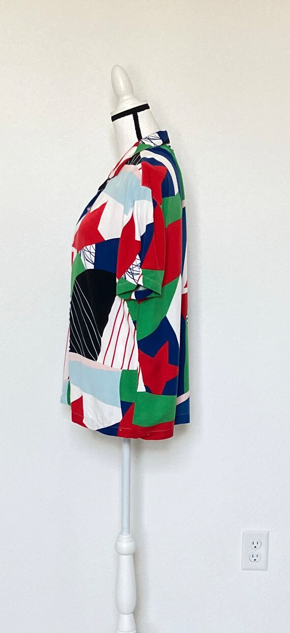 1990s Abstract Print Graphic Multicolored Shirt - image 4
