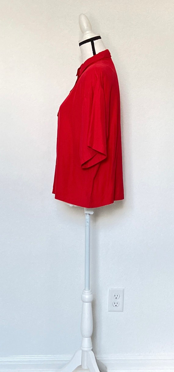 1990s Boxy Rayon Button Down Blouse - image 4
