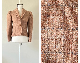 1970s Hand Made Tweed Blazer, Vintage Orange Jacket