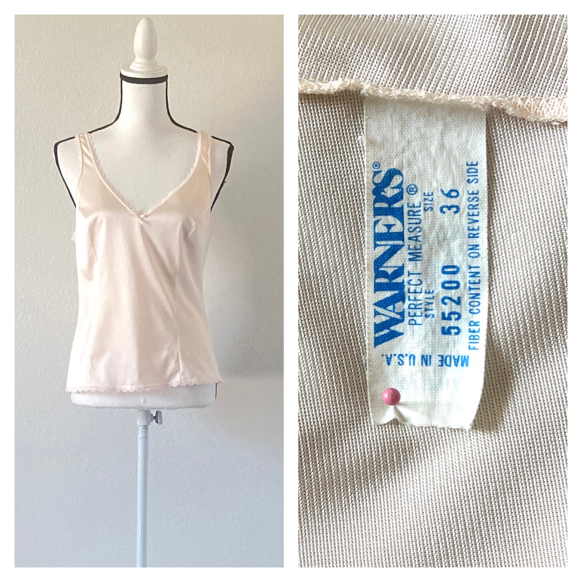 1980s Wide Strap Camisole, Vintage Nude Cami - Etsy