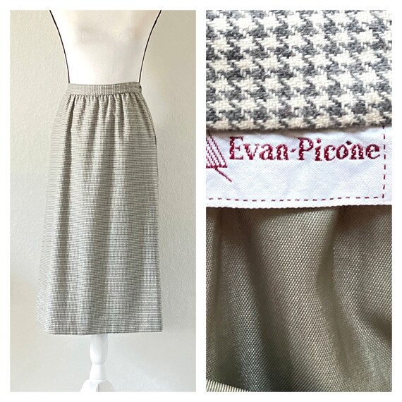 1980s Evan Picone Wool Skirt, Vintage Light Plaid… - image 1