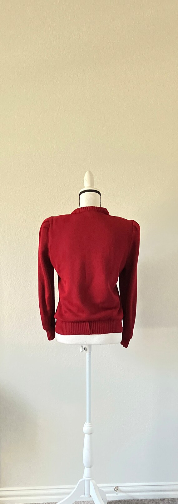 1980s Cardigan with Dickey, Vintage Maroon Sweate… - image 6