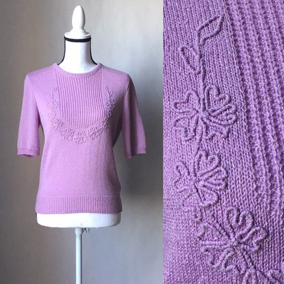 Vintage Dalton,1960s Lilac Purple Sweater,1960s Sh