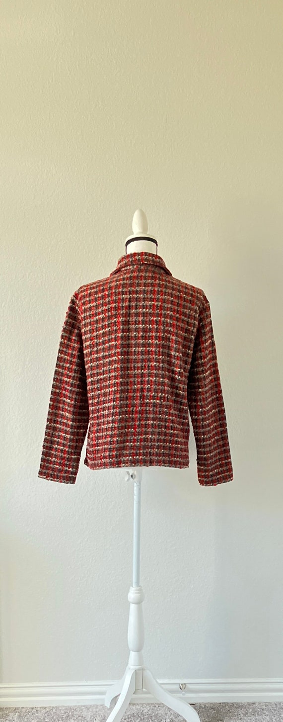 1990s Plaid Shacket, Vintage Chenille Shirt Jacket - image 5