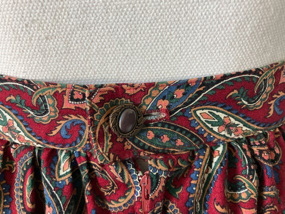 1980s Paisley Cotton Skirt, Vintage Autumn Midi S… - image 7