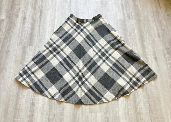 Vintage Wool Plaid Midi Skirt (XS)
