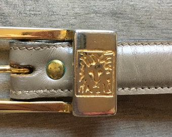 Vintage Anne Klein for Calderon, 1980s Taupe Leather Belt - Etsy display picture 1