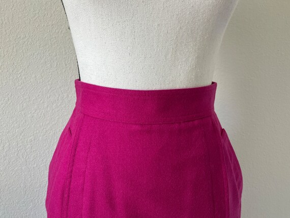 1980s Fuchsia Wool Skirt, Vintage Magenta Tulip S… - image 3