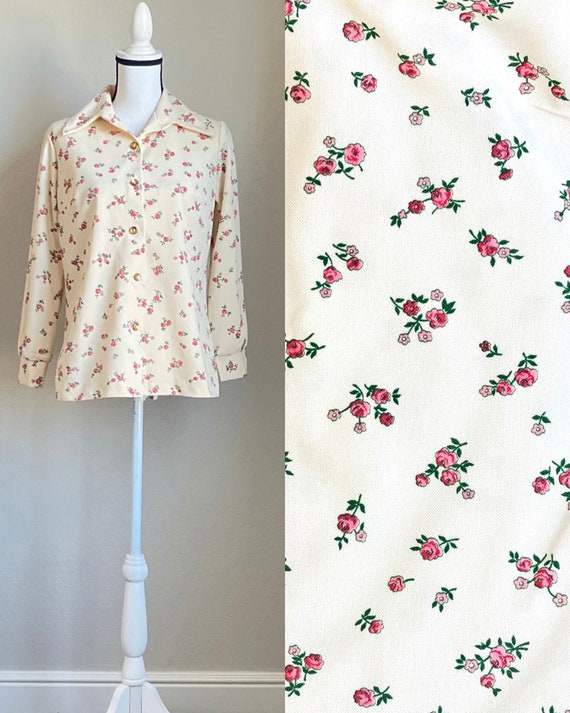 1960s Floral Blouse, 1970s Wide Collar Shirt