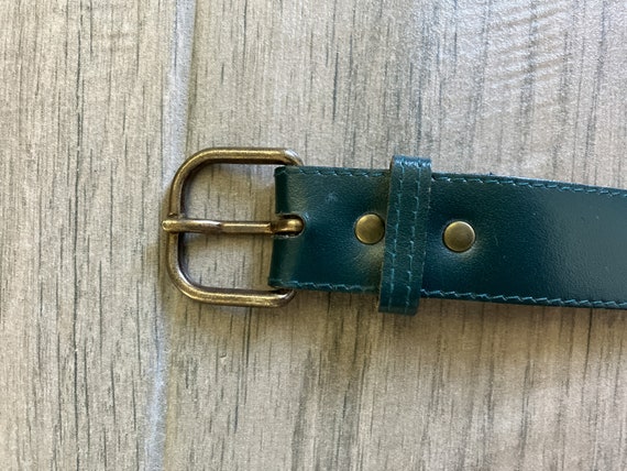 1980s Green Slim Leather Belt, Vintage Leather an… - image 6