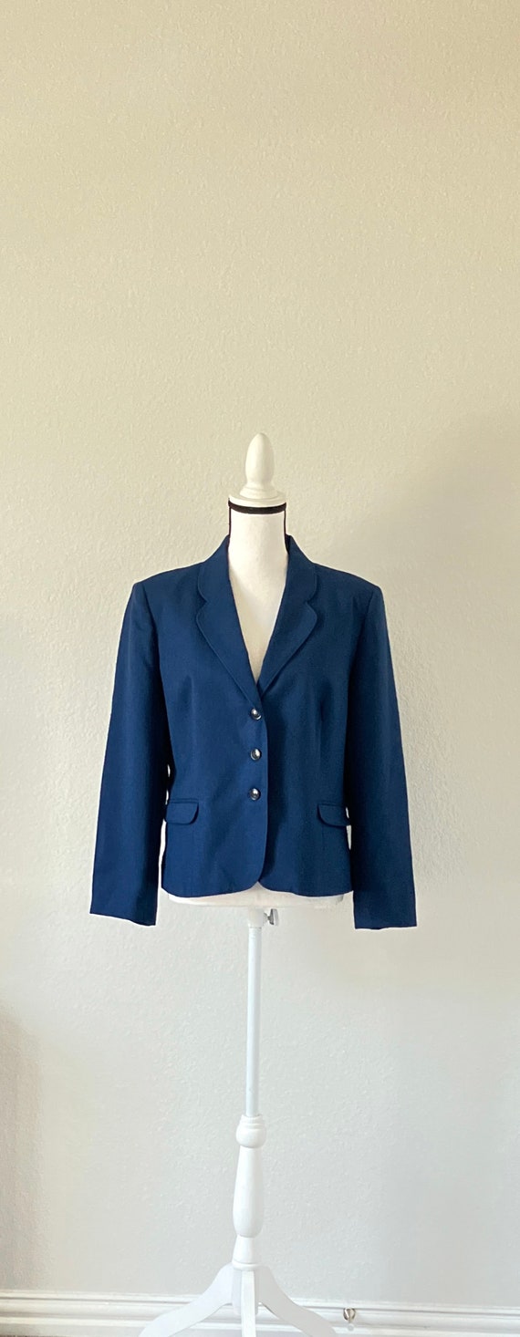 1980s Navy Blue Blazer, Vintage Professional Blaz… - image 2