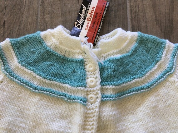 1960s Hand Knit Baby Cardigan, Vintage Shepherd S… - image 5