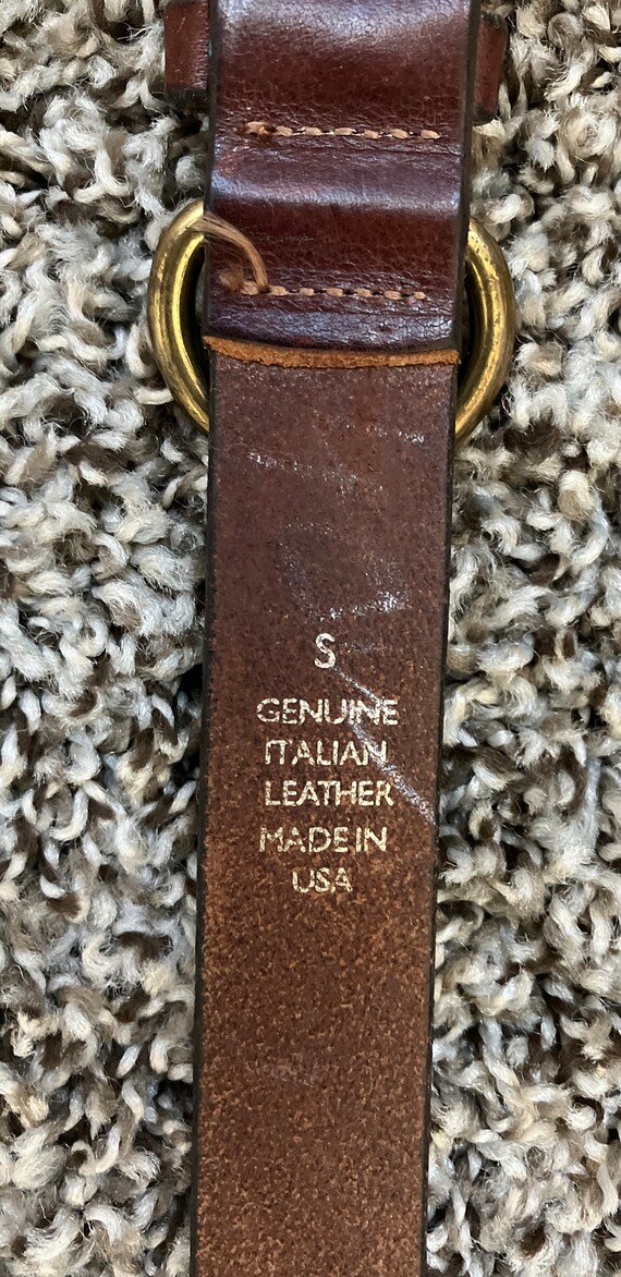 1990s Cognac Leather Belt, Vintage Preppy Leather… - image 8