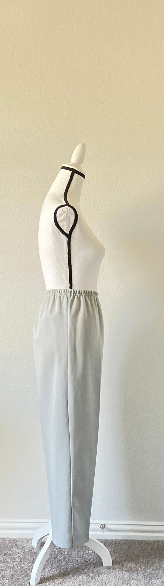 1970s Light Gray Pull On Pants, Vintage Elastic W… - image 4