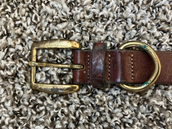 1990s Cognac Leather Belt, Vintage Preppy Leather… - image 5