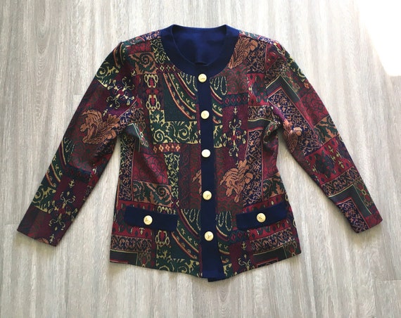 1980s Baroque Sweater Blazer, Vintage Cardigan Ja… - image 7