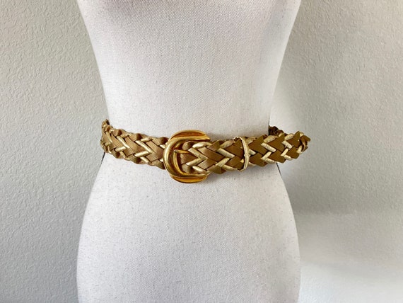 1980s Gold Braided Belt, Vintage Woven Metallic Belt - Etsy display picture 1