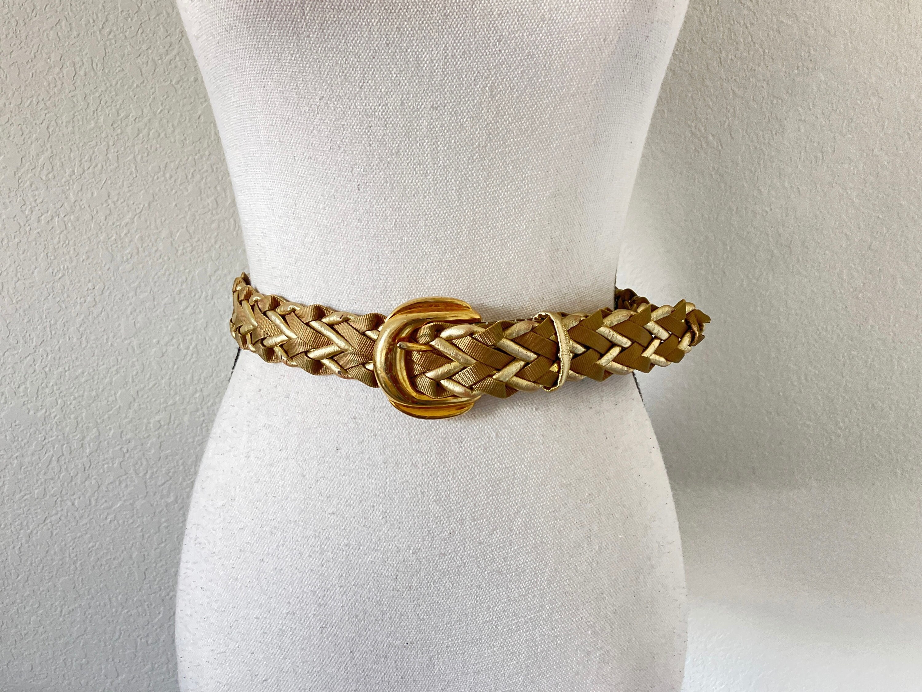 1980s Gold Braided Belt, Vintage Woven Metallic Belt - Etsy display picture 1