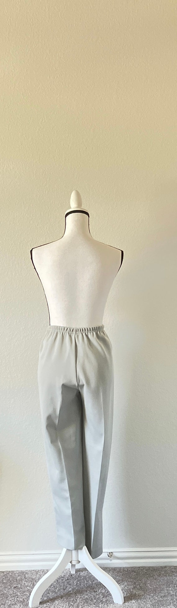 1970s Light Gray Pull On Pants, Vintage Elastic W… - image 5