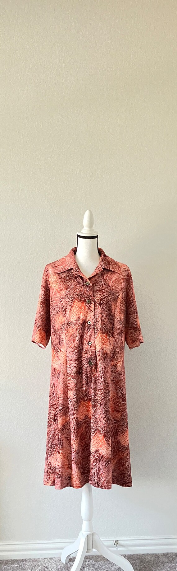 1970s Hand Made Shirt Dress, Vintage Hand Sewn Ea… - image 2