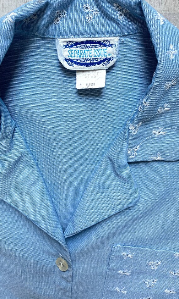 1990s Chambray Button Down with Eyelet Trim - image 7