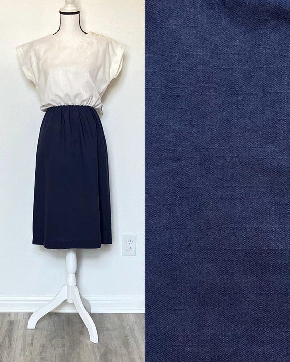 1980s Two Tone Linen Dress