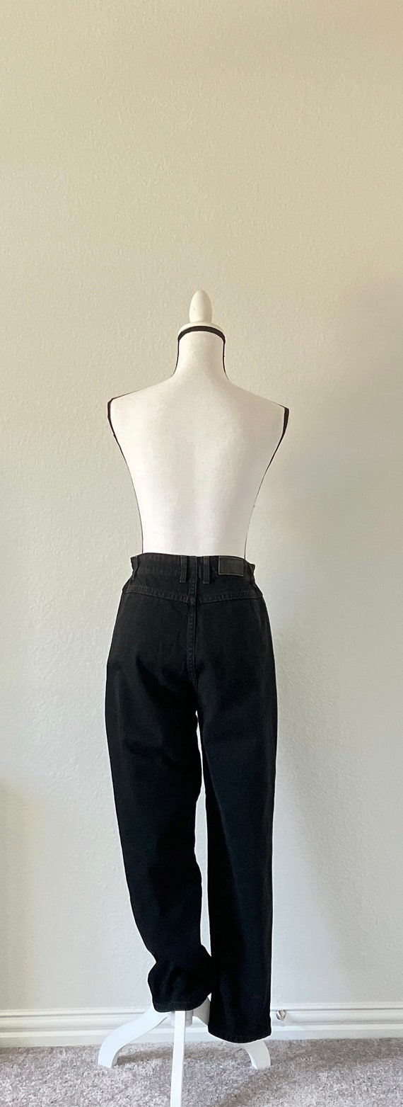 1980s Black High Waisted Jeans, 1990s Tapered Den… - image 6