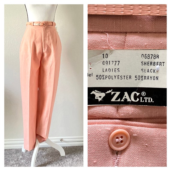 1980s Pink Linen Trousers, 1990s Pleated Pants wi… - image 1