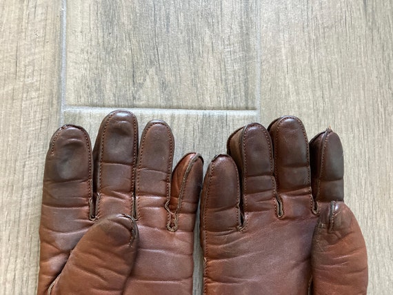 1980s Brown Leather Gloves, Vintage Gloves with C… - image 4