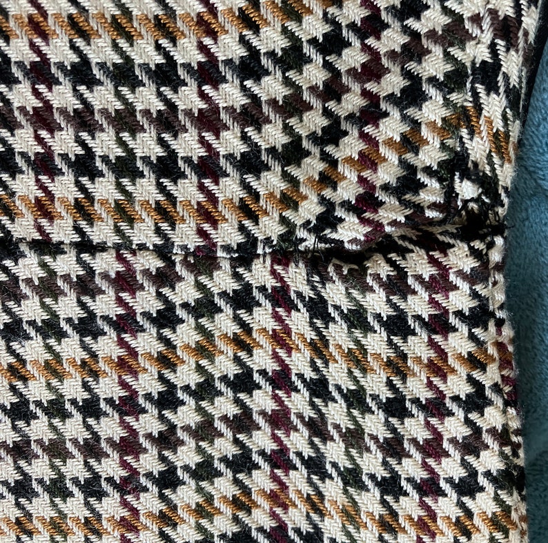 1980s Autumn Houndstooth Dress, Vintage Checkered Button Down Dress image 9