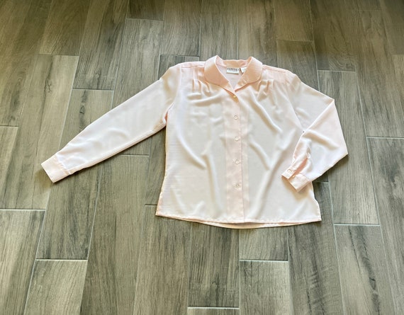 1980s Peach Blouse, 1980s Pintuck Pink Top - image 6