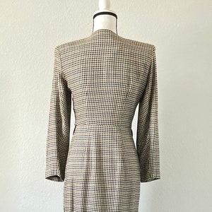 1980s Autumn Houndstooth Dress, Vintage Checkered Button Down Dress image 6