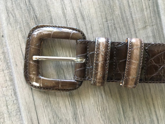 Vintage Harold's, 1990s Brown Faux Croc Belt - image 3