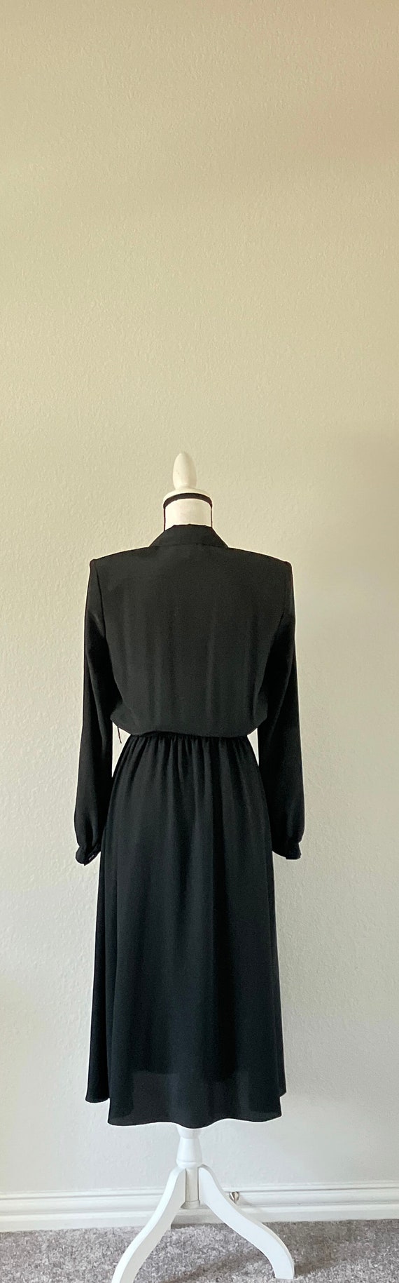 1980s Black Shirt Dress, 1990s Dress with Pleated… - image 6