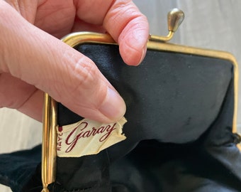 1940 年代の黒ベルベット クラッチ、1950 年代の特大コイン パース