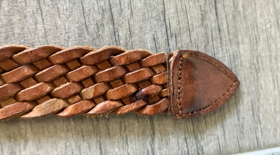 1980s Light Chestnut Braided Belt, 1990s Woven Le… - image 9