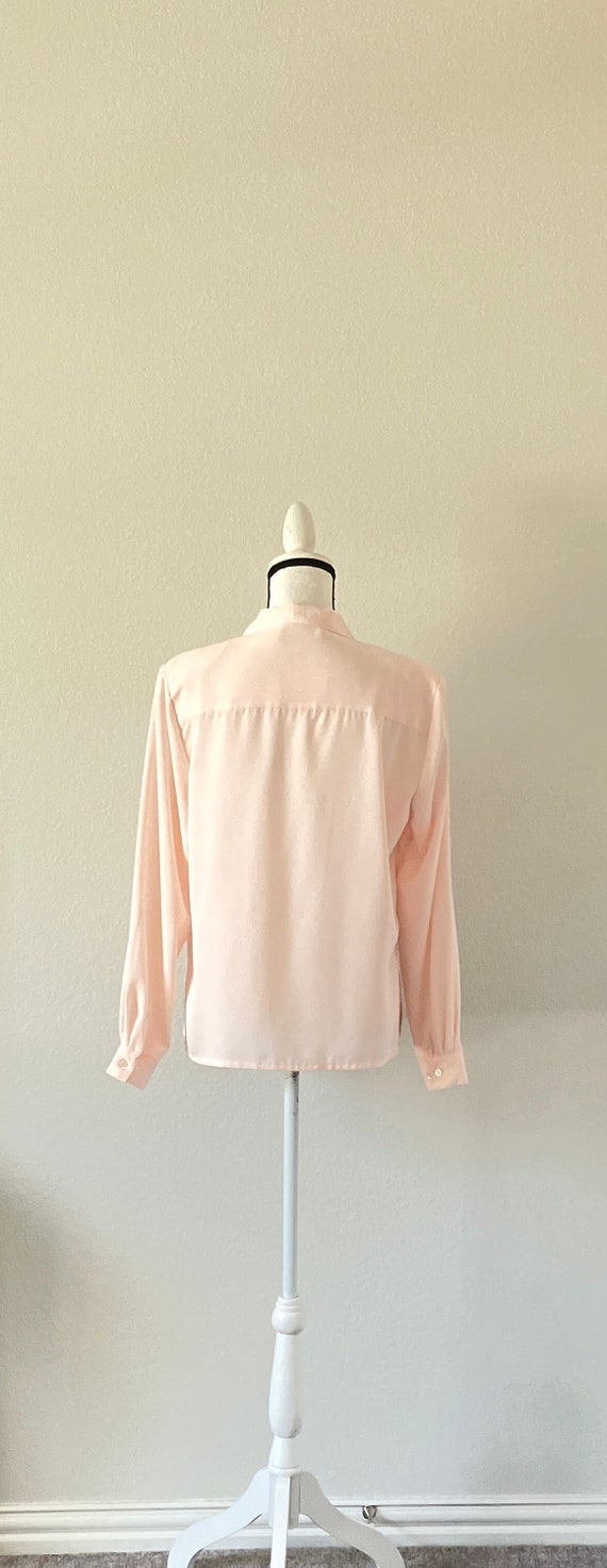 1980s Peach Blouse, 1980s Pintuck Pink Top - image 5