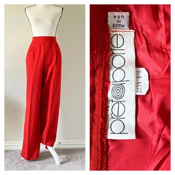 1990s High Waisted Trousers, Vintage Flat Front H… - image 1