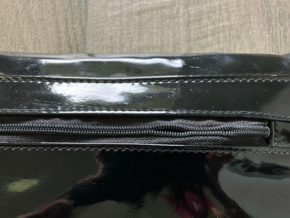 1980s Black Patent Leather Purse, Vintage Envelop… - image 7