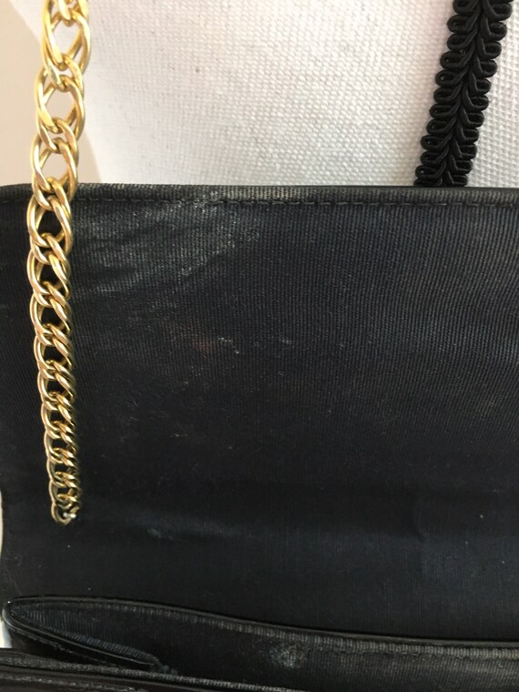 1970s Black Patent Leather Purse, 1960s Shiny Bag… - image 9
