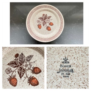 Homer Laughlin 83 Stoneware Plates, 1980s Strawberry Print Pottery