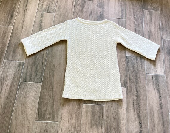 1960s Cable Knit Pullover Sweater, Vintage Ivory … - image 7