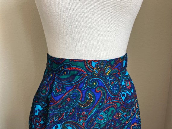1980s Paisley Midi Skirt, 1990s Colorful Skirt - image 3