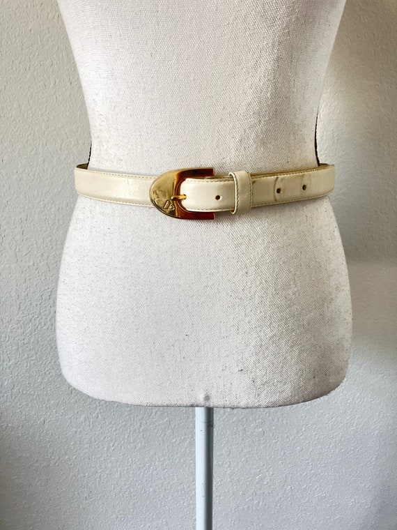 1990s White Leather Belt