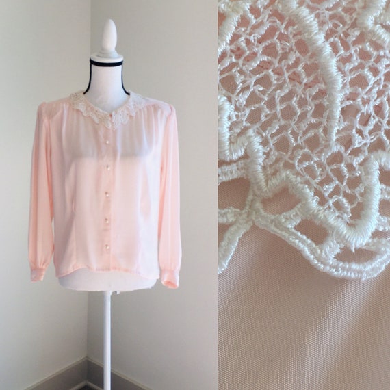 Vintage La Blouse,1980s Pink Blouse,1980s Blouse w